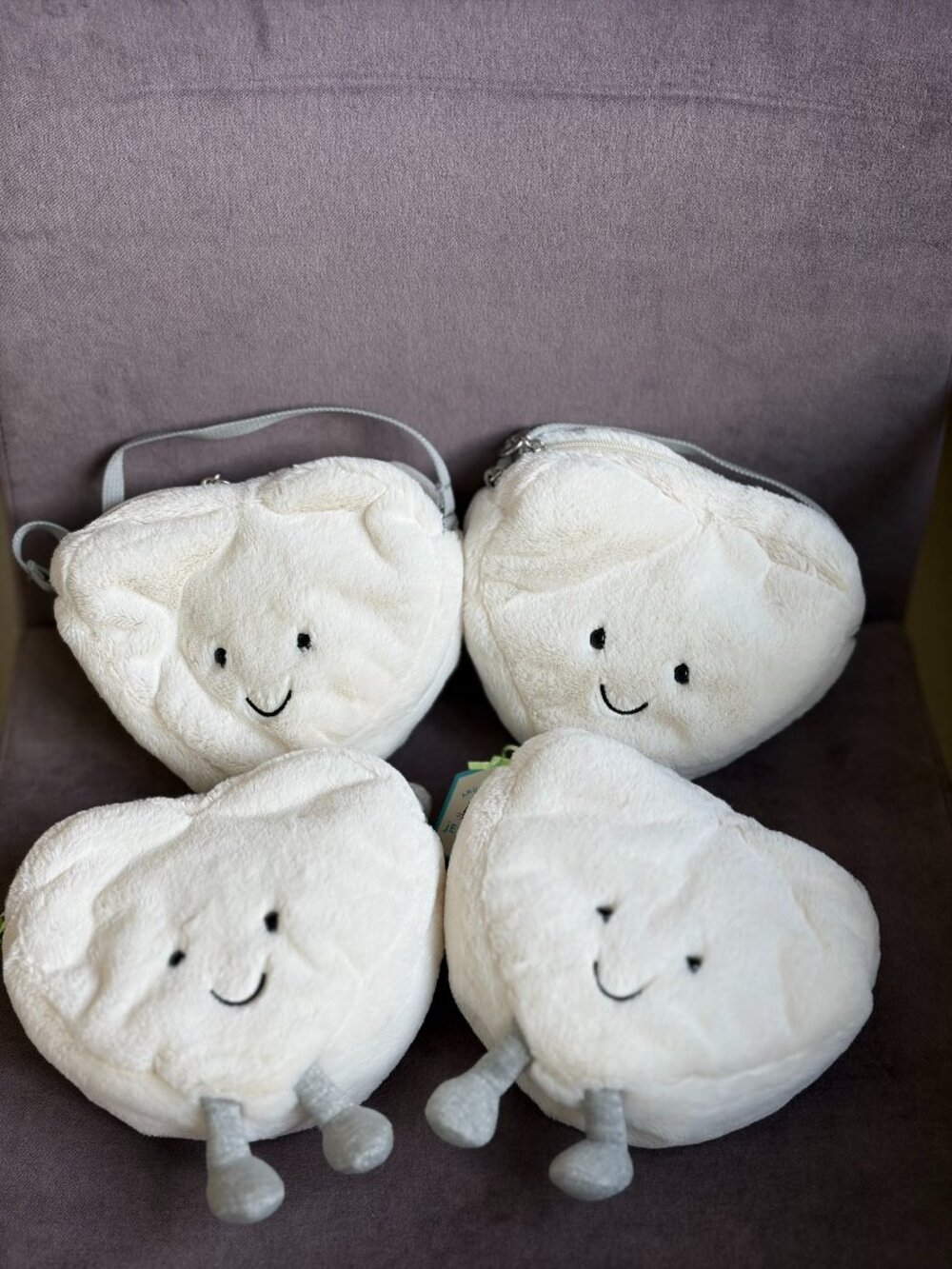 Jellycat Amuseables Cream Heart Bag Bundle x8 NWT Retired HTF Rare